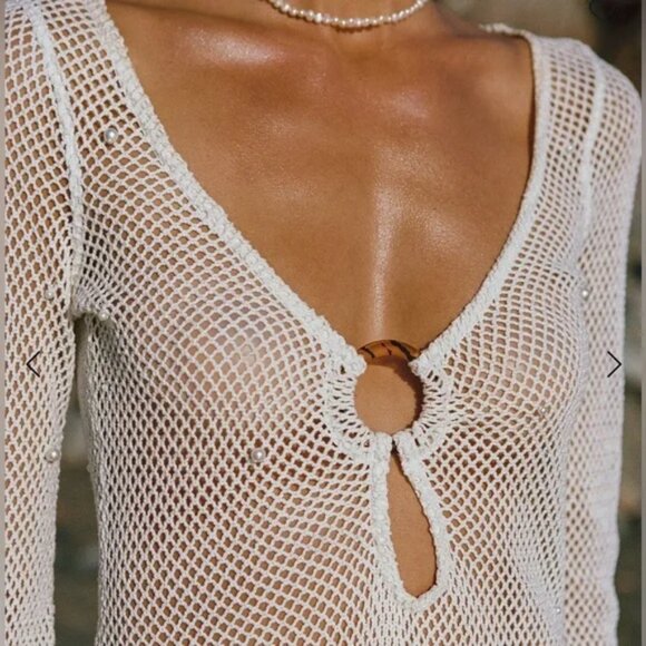 NEW L* SPACE For Anthropologie Venus Cover-Up Dress Cream Size 1X - Picture 3 of 6